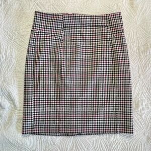 Michael Kors Plaid Pencil Skirt with Pink Accents